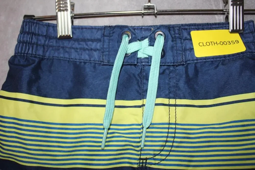 Old Navy Swim Shorts Boys S Blue Striped Elastic Waist Drawstring Polyester